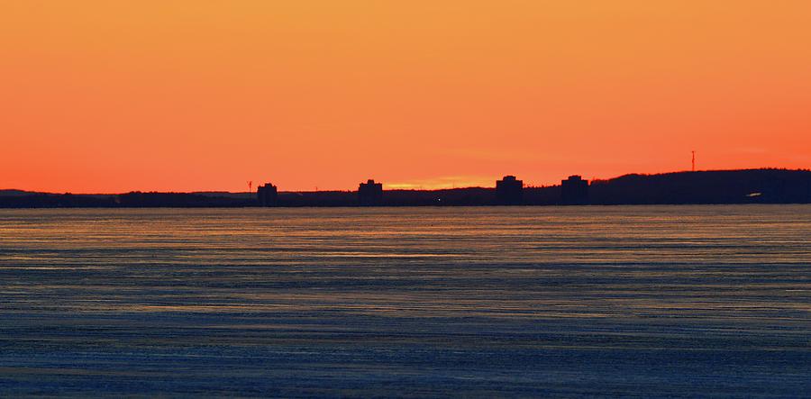 Orange Sky Above The Ice Of Kempenfelt Bay Two  Digital Art by Lyle Crump