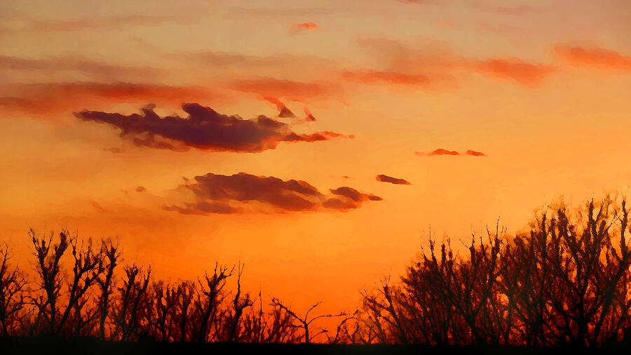 Orange Sky at Night Mixed Media by Shelli Fitzpatrick