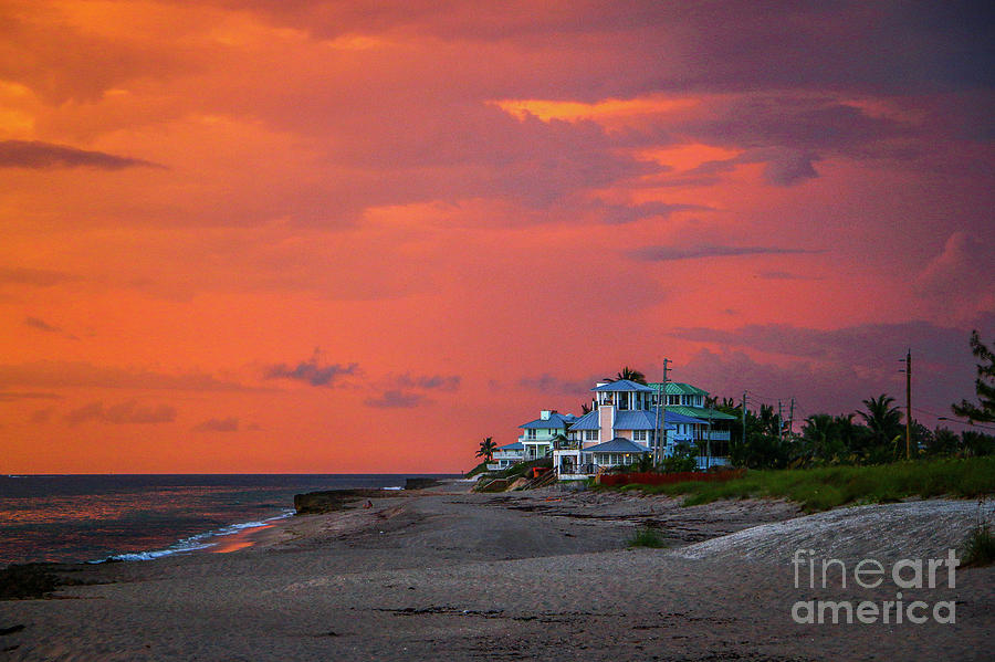 Orange Sky Beach House Photograph by Tom Claud
