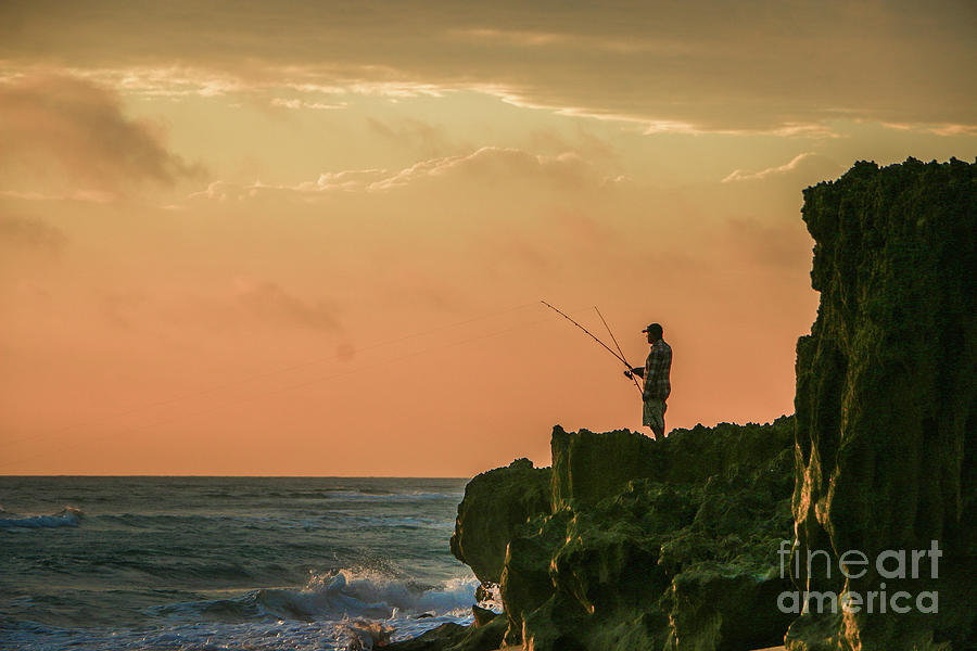 Orange Sky Fisherman Photograph by Tom Claud
