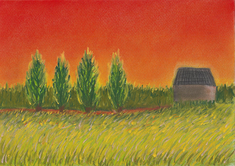 Orange Sky landscape Pastel by Joe Michelli