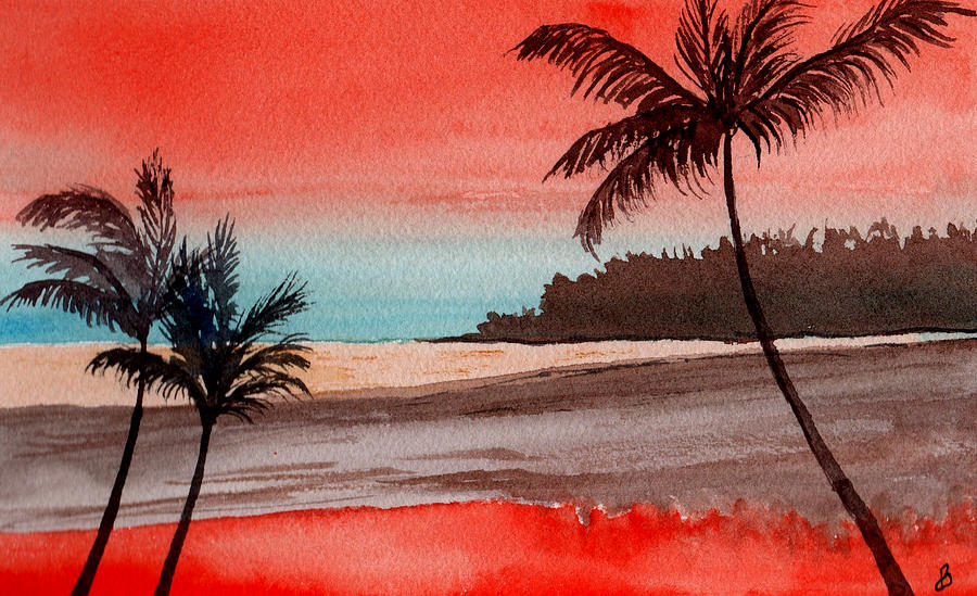 Orange Sky of Kauai Painting by Brenda Owen
