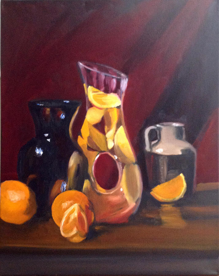 Orange Slices Floating Painting by Mary Marin - Fine Art America