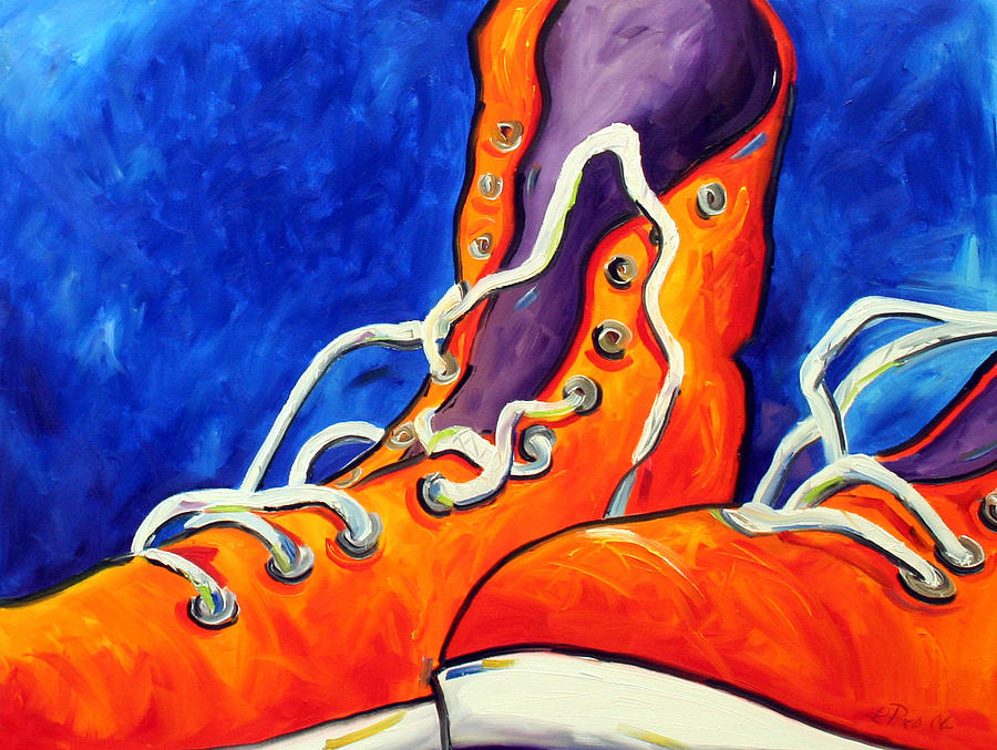 Orange Sneakers Painting by Laurie Pace