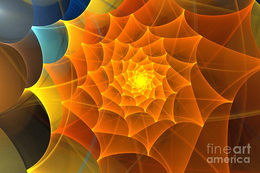Abstract Digital Art - Orange Spiral Petals by Kim Sy Ok