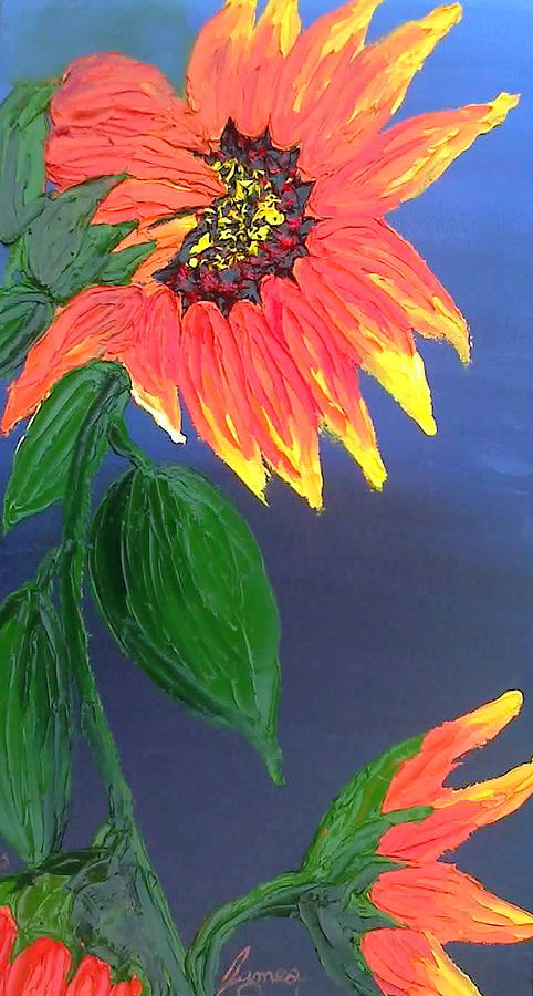 Orange Sunflowers 5 Painting by James Dunbar