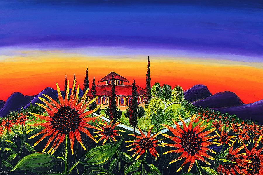 Orange Sunflowers Of Tuscany Painting by James Dunbar