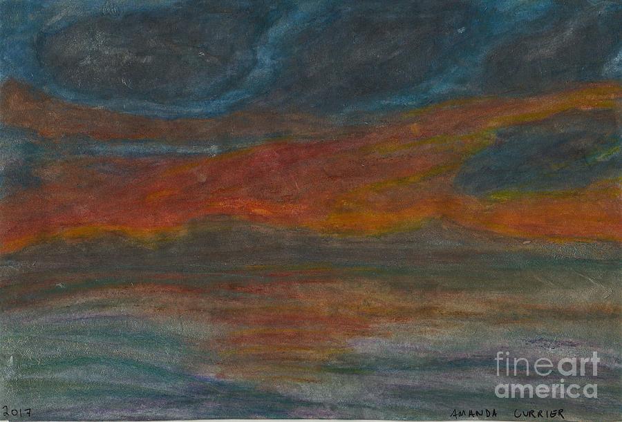 Nature Painting - Orange Sunset by Amanda Currier