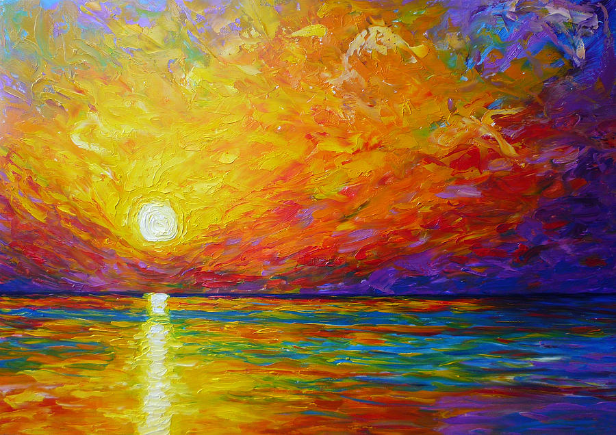 Orange Sunset Painting by Ericka Herazo