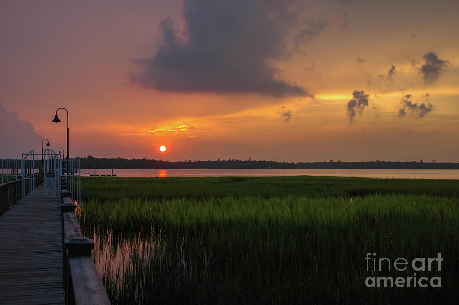 Orange Sunset Glow over the Wando River Photograph by Dale Powell