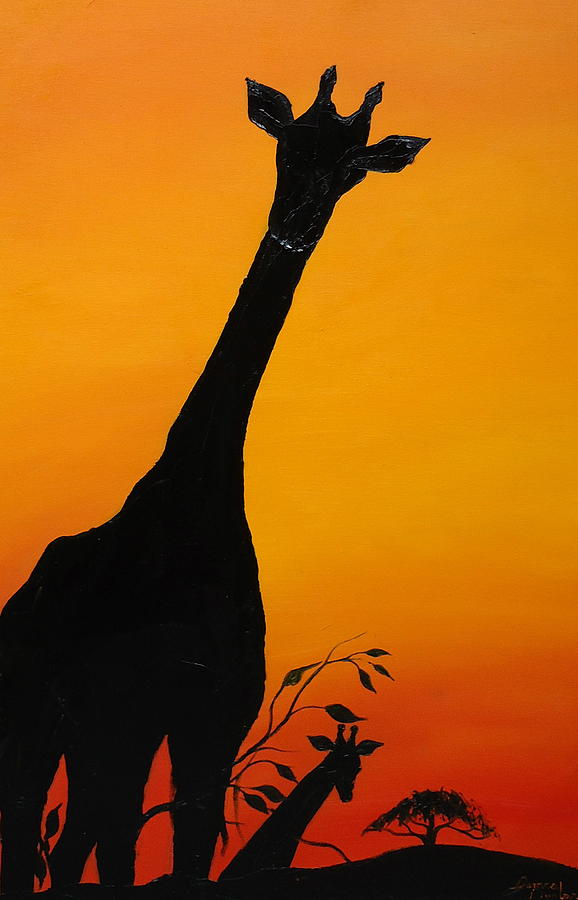 African Animals Painting - Orange Sunset Of Serengeti 9 by James Dunbar