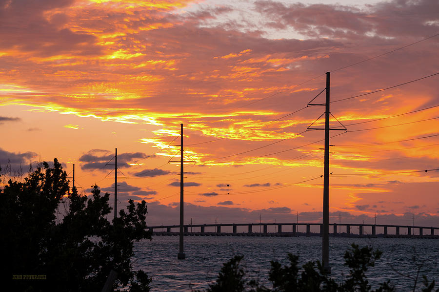 Orange Sunset On A Bridge Islamorada Florida   Photograph by Ken Figurski