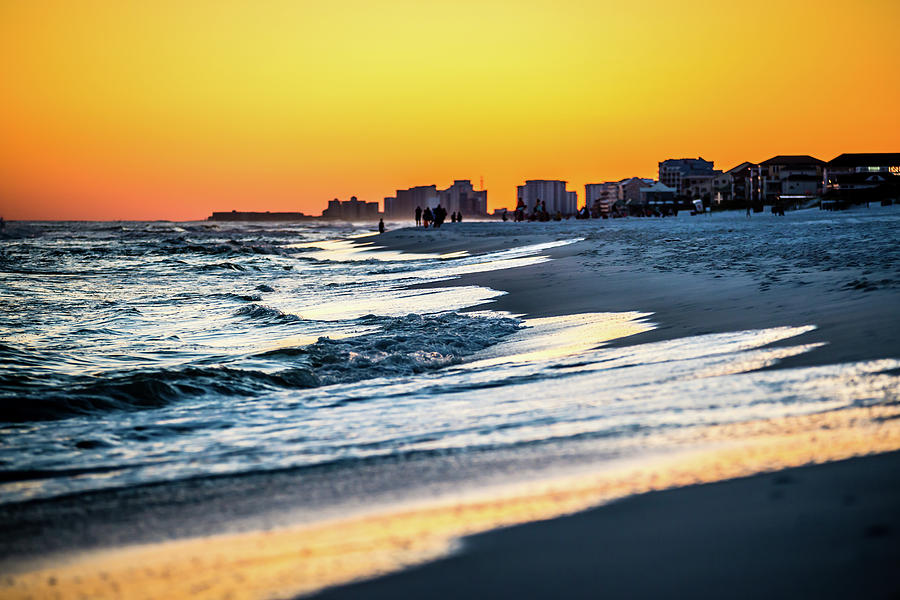 Orange Sunset Over Gulf Of Mexico At Destin Fl Photograph by Alex Grichenko
