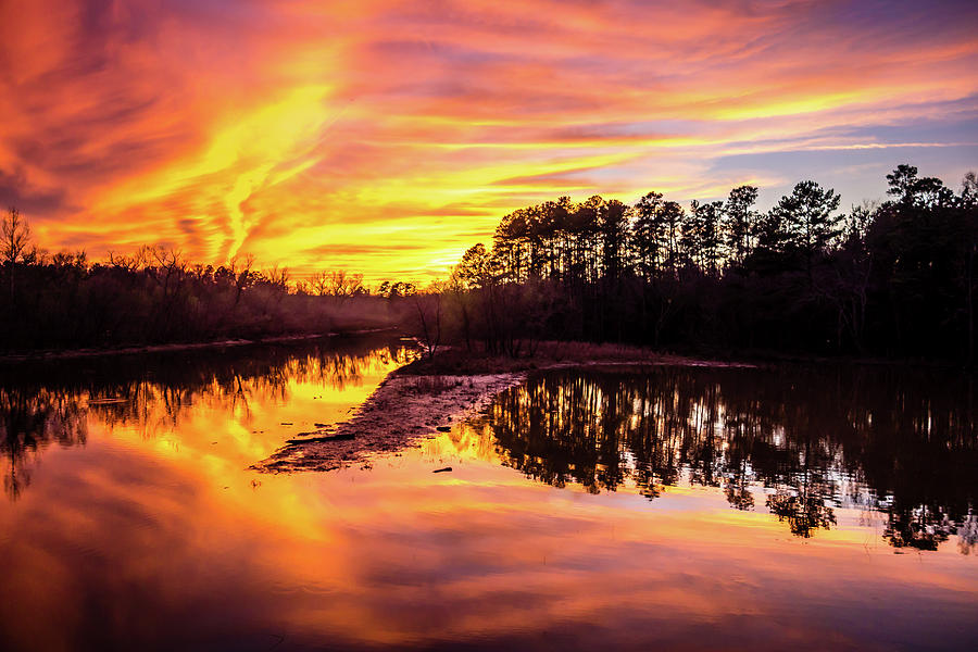 Orange Sunset Over Lake Photograph by Alex Grichenko