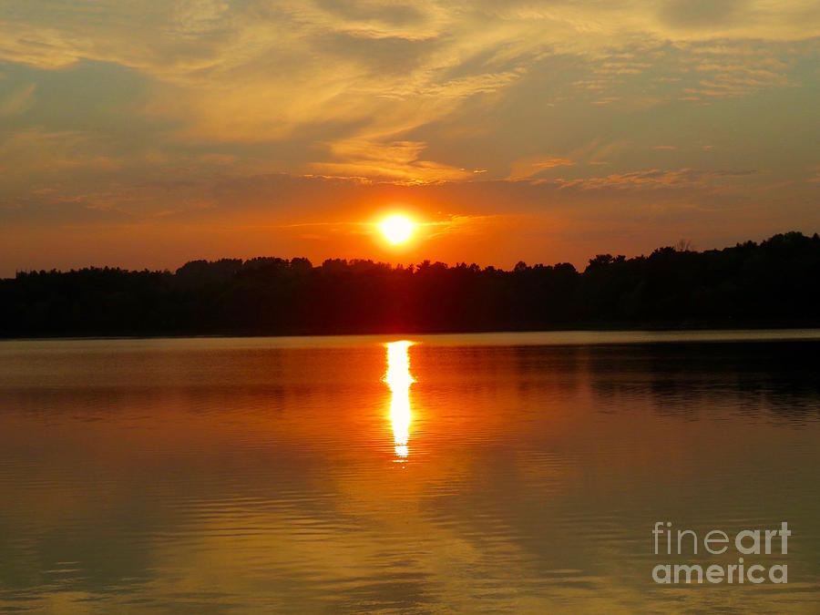 Orange Sunset Over Water Horizontal View Photograph by Beth Myer Photography
