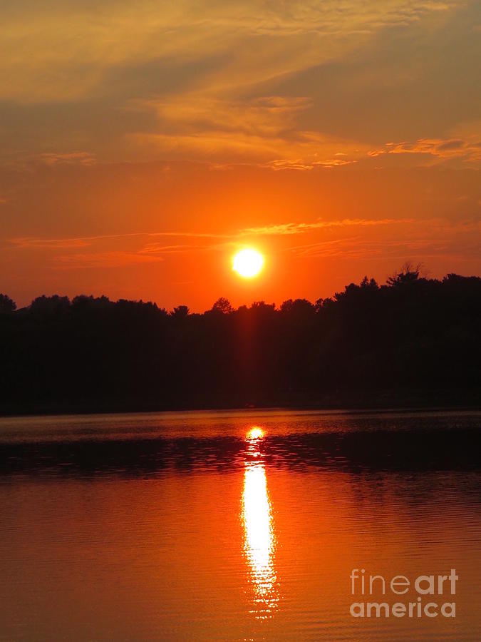 Orange Sunset Over Water Vertical View Photograph by Beth Myer Photography