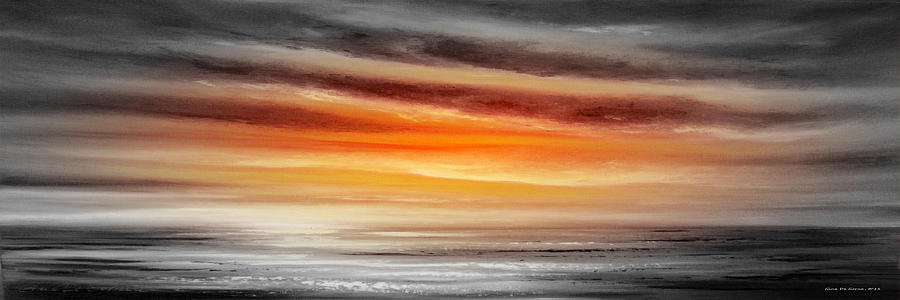 Orange Sunset - Panoramic Painting by Gina De Gorna