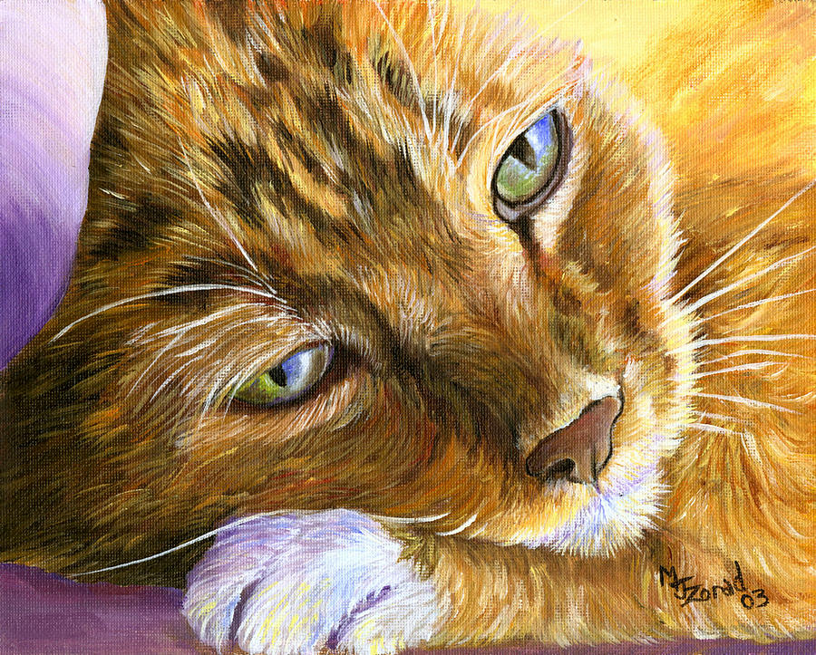 Orange Tabby Cat Framed Print Painting by Mary Jo Zorad