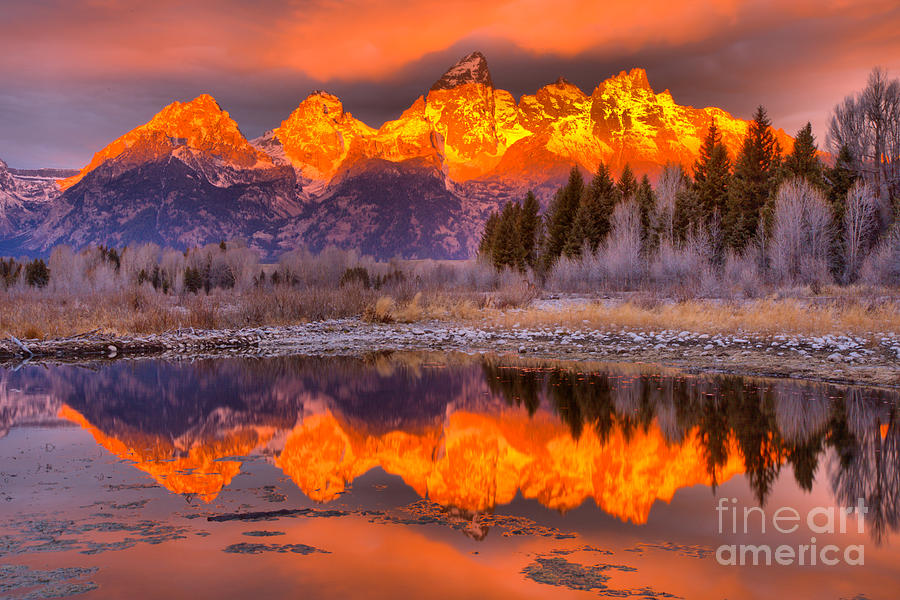 Orange Teton Peaks Photograph by Adam Jewell