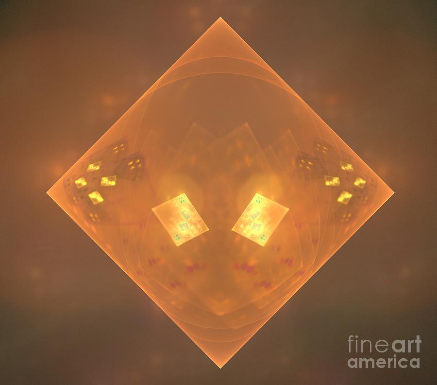 Abstract Digital Art - Orange Triangle by Kim Sy Ok