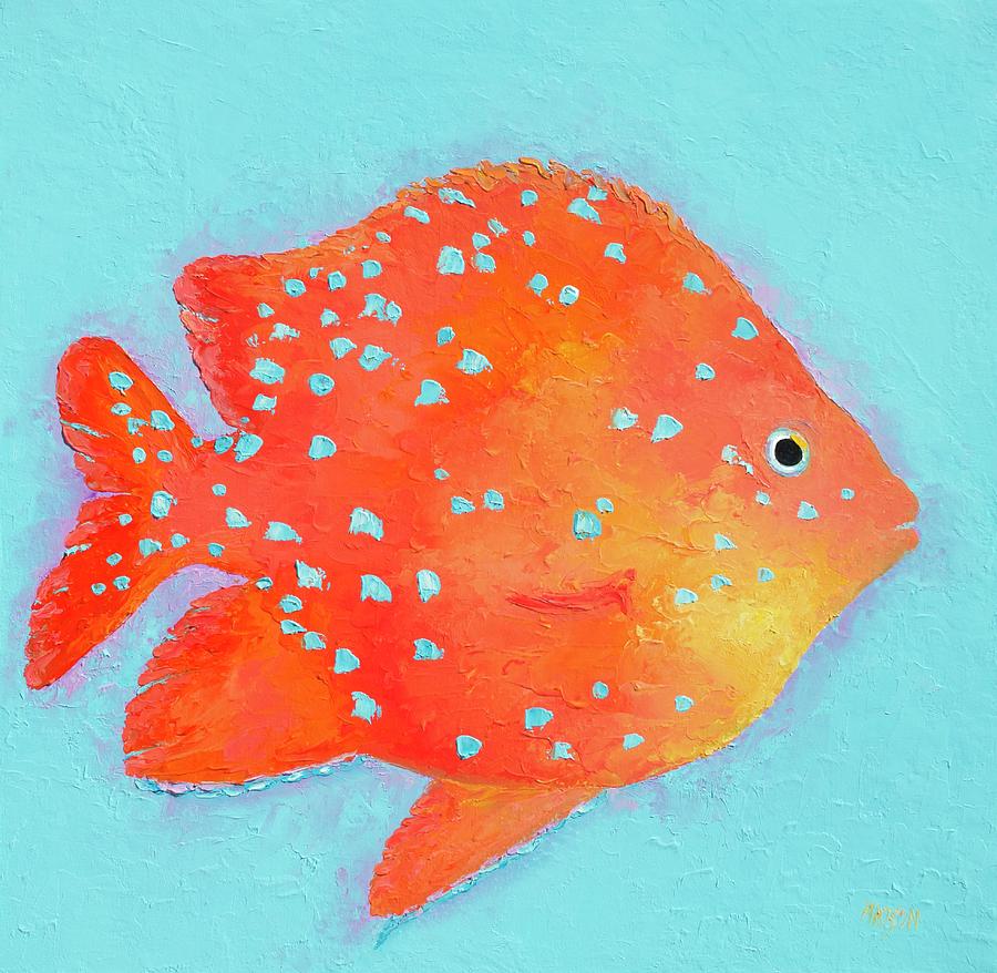 Orange Tropical Fish Painting by Jan Matson