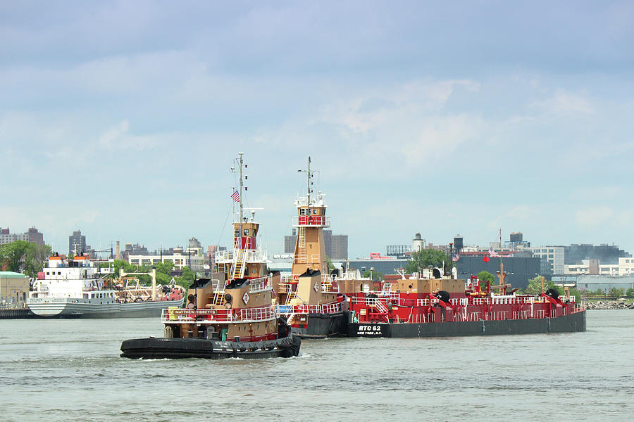 Orange Tugs and Barge Photograph by Cate Franklyn