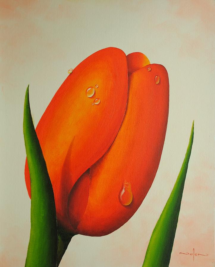 Still Life Painting - Orange Tulip Still Life by Nolan Clark
