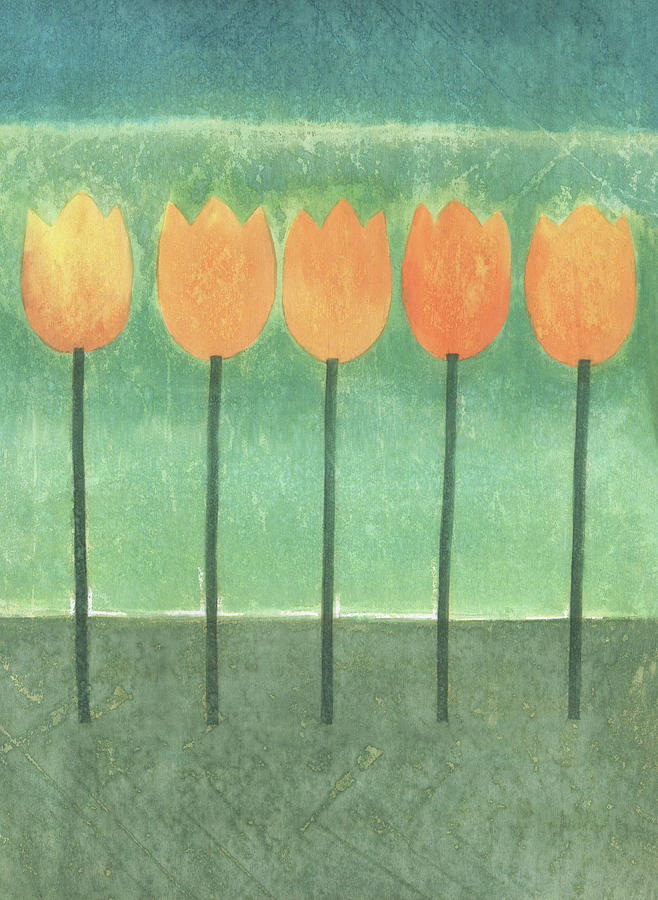 Still Life Painting - Orange tulips by Renu K