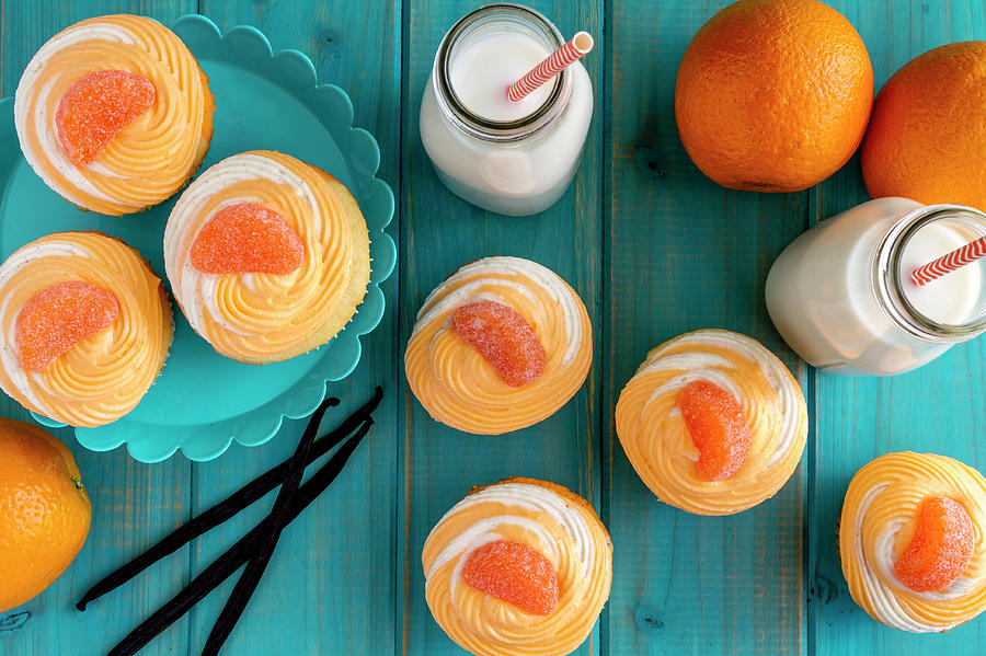 Orange Vanilla Swirled Cupcakes Photograph by Teri Virbickis