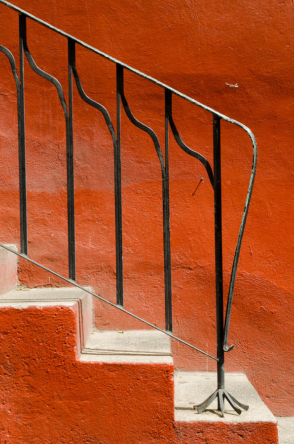 Abstract Photograph - Orange wall and steps. by Rob Huntley