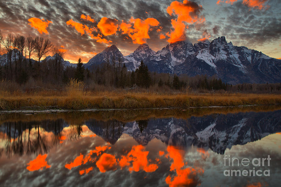 Orange Wisps Over The Tetons Photograph by Adam Jewell