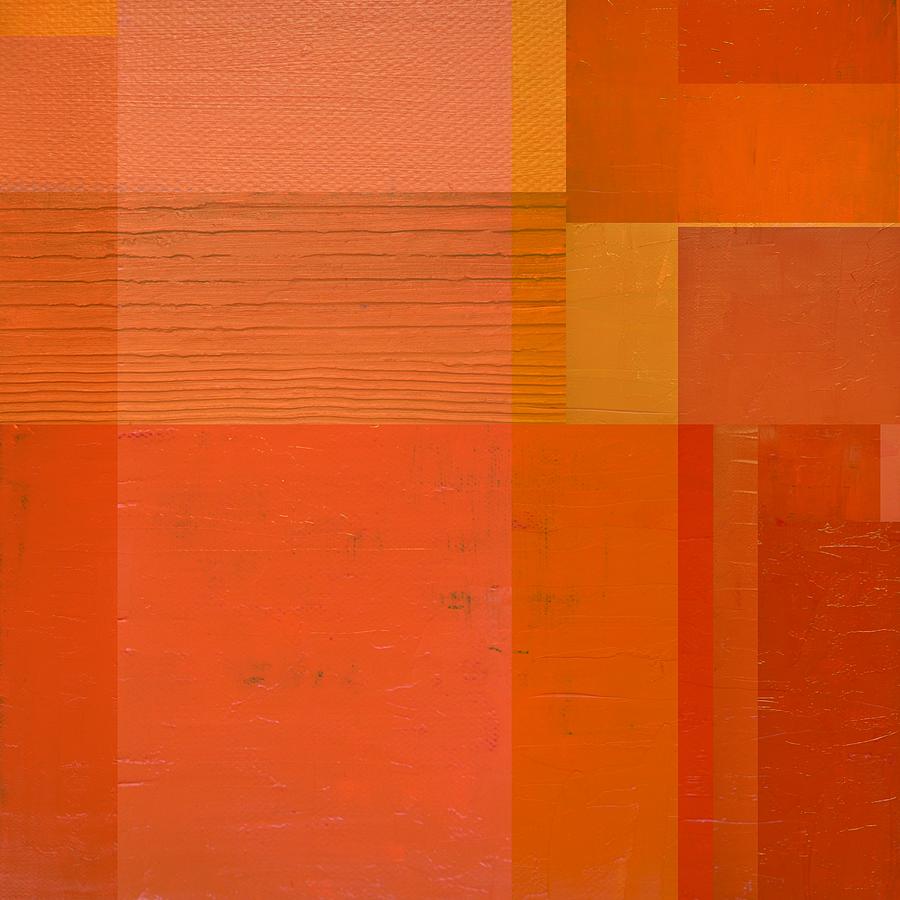 Abstract Painting - Orange with Stripes by Michelle Calkins