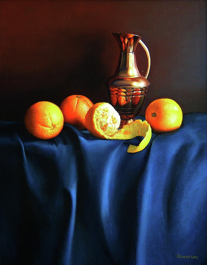 Oranges and a Copper Pot Painting by Stewart Lees | Fine Art America