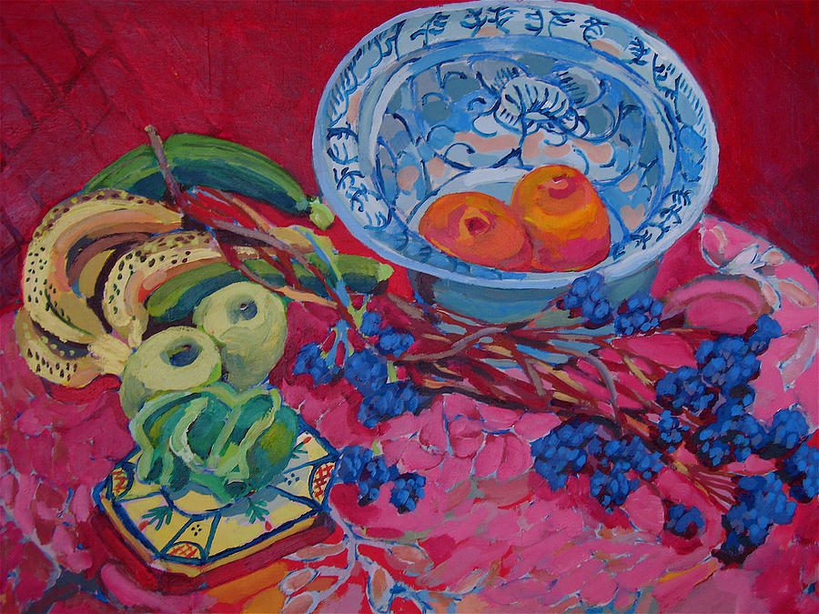 Oranges And Chinese Bowl Painting by Doris Lane Grey Oranges And Chinese Bowl Painting by Doris Lane Grey