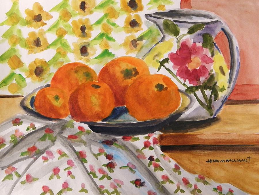 Oranges and Flowers Painting by John Williams