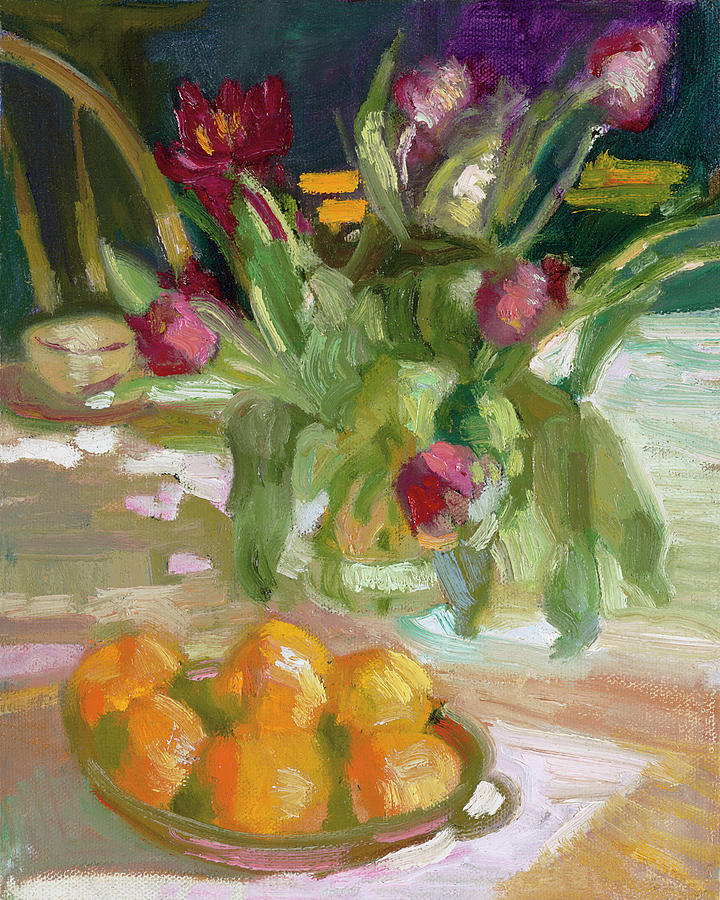 Oranges And Tulips Painting