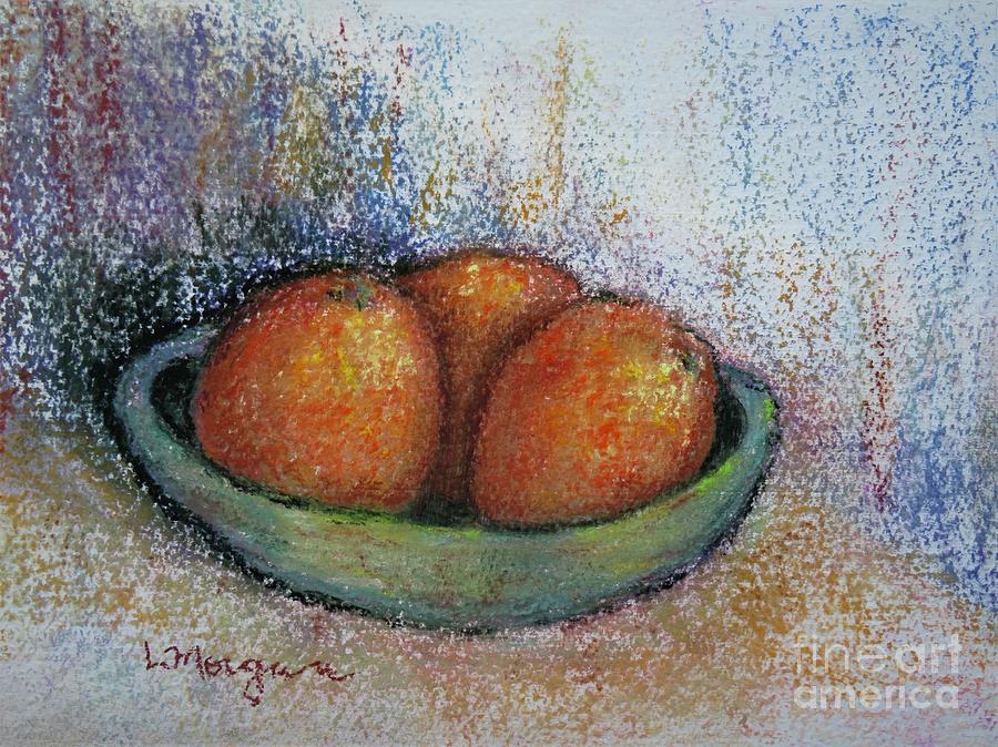 Oranges in Celadon Bowl Painting by Laurie Morgan