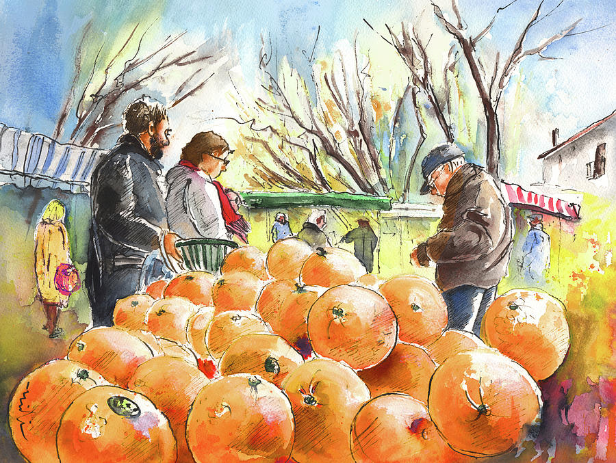 Oranges Seller in a Provence Market Painting by Miki De Goodaboom