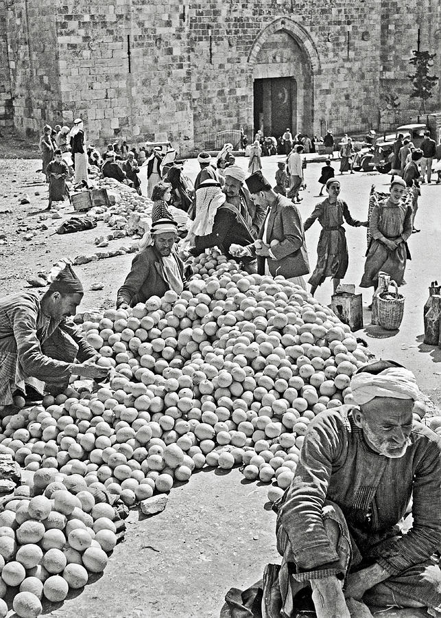 Oranges Vendors in Jerusalem 1942 Photograph by Munir Alawi