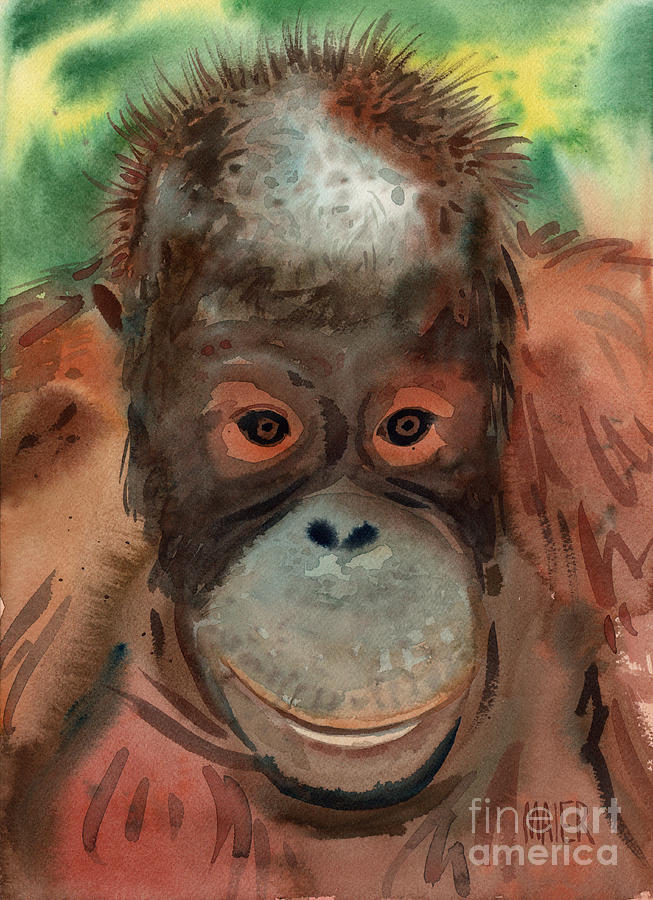 Orangutan Painting by Donald Maier