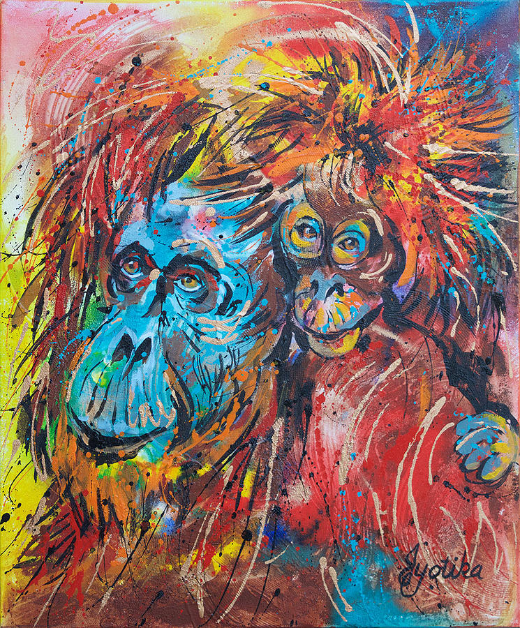 Orangutan Joyful Ride  Painting by Jyotika Shroff
