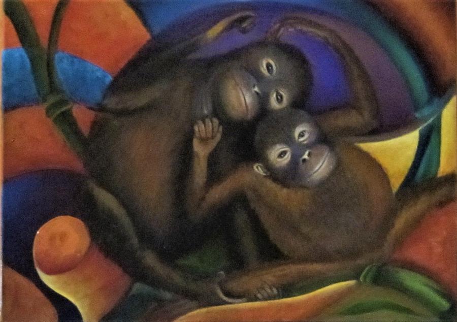 Orangutans Painting by Sherry Strong