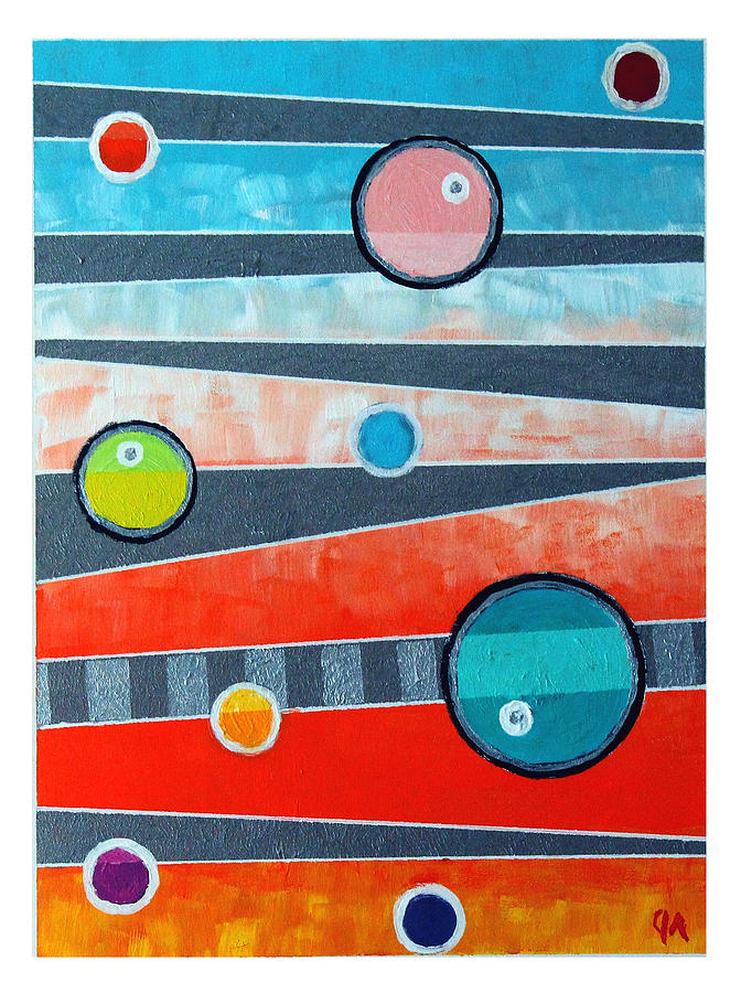 Orbs on Planes #2 Painting by Jeremy Aiyadurai