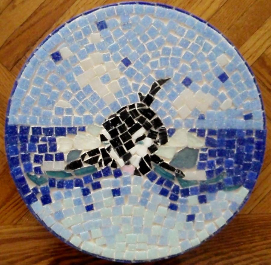 Orca Mosiac Glass Art by Jamie Frier