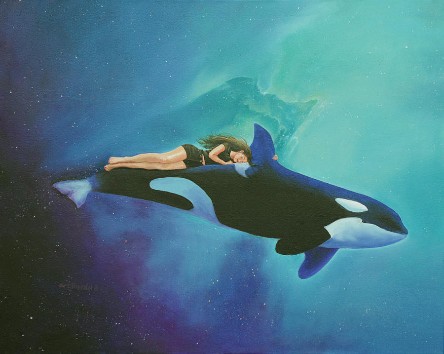 Orca Rider Painting by Cecilia Brendel