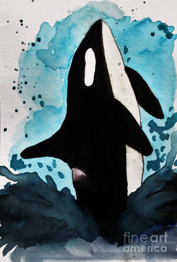 Orca Watercolor Painting Painting by LKB Art and Photography