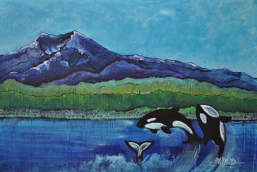 Orcas In Puget Sound Painting by Laurie Maves ART