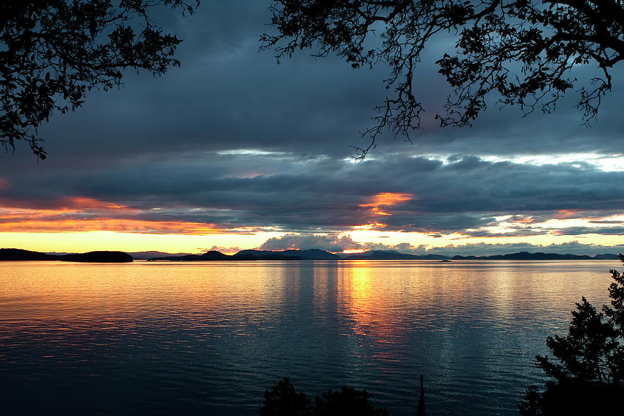 Sunset Photograph - Orcas Island Sunset by Lorraine Devon Wilke