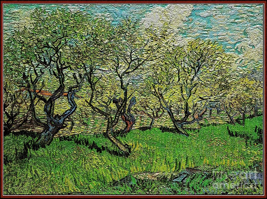Vincent Van Gogh Digital Art - Orchard in Blossom by Pemaro
