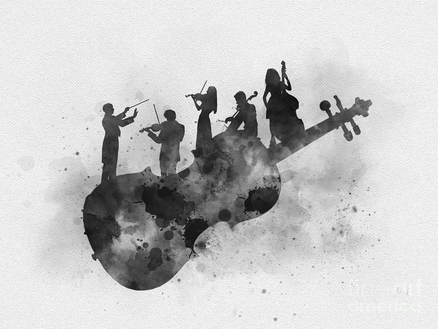 Music Mixed Media - Orchestra Black and White by My Inspiration